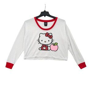 Hello Kitty Pajama Cropped Top Women Size S Oversized Kawaii Y2K Anime Coquette